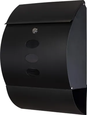 Produktbild von Grafner Design Briefkasten mit Zeitungsfach, schwarz pulverbeschichtet, abschließbar – 2 Schlüssel inkl., 3 Sichtfenster, runde Ausführung, einfacher Anbau, inkl. Montagematerial anthrazit