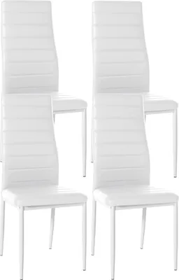 Produktbild von 4er Set Esszimmerstühle HLO-CP16 Kunstleder weiß