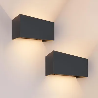 Produktbild von Ledvion 2er Set LED Wandlampe Schwarz 9,5W Up Down IP54