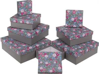 Produktbild von OOTB Graue Geschenkkartonage Frühlingsblumen
