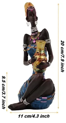 Immagine prodotto di Scultura d'arte africana vintage, statua tribale femminile per la decorazione
