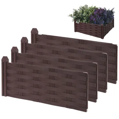 Produktbild von ProGarden Palisade Gartenzaun Beeteinfassung braun 45x18 cm 4 Stück