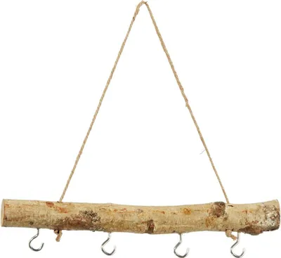 Produktbild von Dekozweig Holz 4 Haken Fensterhänger braun natur Deko Landhaus Ast Dekoast 30 cm Schlüsselanhänger Natur Birke