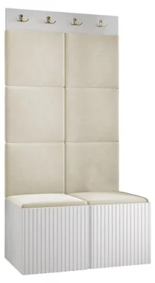 Produktbild von MIRJAN24 Garderoben-Set Orion Ryfel Slim IV, Schuhschrank, Kleiderhakenbrett, 8x Paneel 42x42, Metallgriffe, 4 Kleiderhaken (Farbe: Weiß, Polo 872)