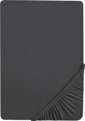 Produktbild von biberna Spannbettlaken 180x200 cm bis 200x200cm, Spannbetttuch Stretch Jersey, schwarz titanium
