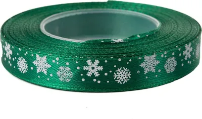 Produktbild von Dekolo Geschenkband Satin Dekoschleife mit Schneeflocke Breite 12mm Grün