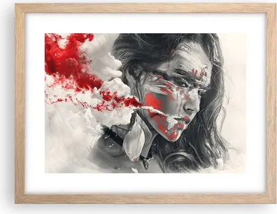 Produktbild von Gerahmtes Poster - Rahmen in heller Eiche - Frau Gesicht Kunst - 40x30 cm - Wand Bild - Wanddeko - Wandbilder - Wandposter - Bilderrahmen - Bilder - Kunstdruck - Wandbild - P2NAA40x30-3867