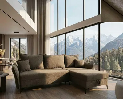 Produktbild von Cammarata Nordelo Universal-Ecksofa, links/rechts, 182x262x100 cm, Schlaffunktion 150x240 cm, Jaguar-Stoff 08 Dunkelbraun
