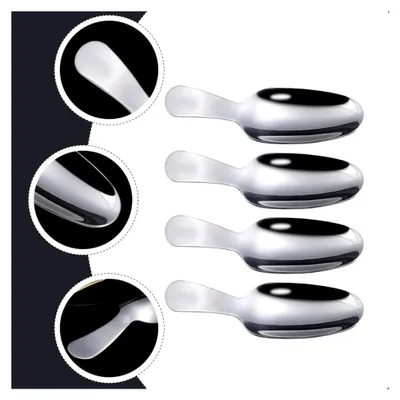 Produktbild von 4 Stück Edelstahl Teelöffel mit kurzem Griff für Dessert und Kaffee, spülmaschinenfest