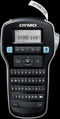 Produktbild von DYMO LabelManager 160 Tragbares Beschriftungsgerät Starter-Set | Etikettiergerät mit QWERTZ Tastatur & Einfache Textbearbeitung | mit 3 Rollen | für D1 Etiketten in 69 und 12mm Breite, QWERTZ, D1, Wärmeübertragung, 160 x 160 DPI, 12 mm/sek, Schwarz, Silber