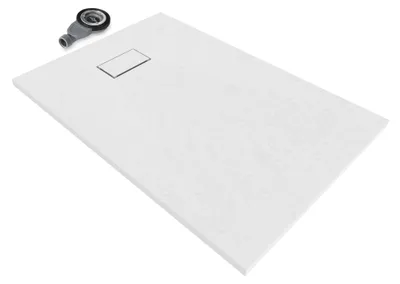 Produktbild von i-flair SMC Duschwanne 120x80 cm – 26 mm flach inkl. Ablaufgarnitur mit Deckel, Weiß