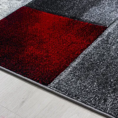 Produktbild von Kurzflor Teppich Hara Läufer, Farbe: Rot, Größe:80x300 cm