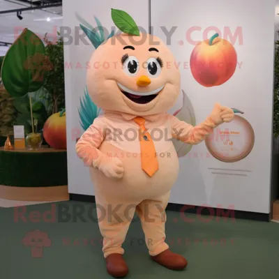 Obrázok produktu pre Maskot spoločnosti REDBROKOLY, postavička Peach Champagne, je oblečená v košeli Henley a má na sebe náramok a hodinky