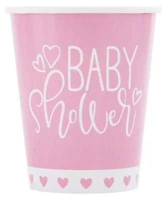 Produktbild von Baby Shower rosa Herzen 8 Becher
