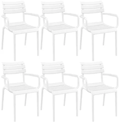 Produktbild von CLP 6er Set Gartenstühle Paris wetterfeste Kunststoffstühle stapelbar bis 160 kg weiß