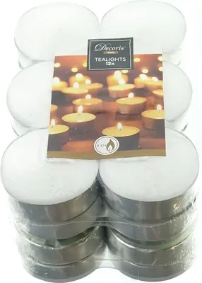 A package of white tealight candles.