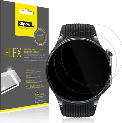 Produktbild von 2x Schutzfolie für OnePlus Watch 3 46mm Folie, 100% Displayabdeckung, dipos Flex