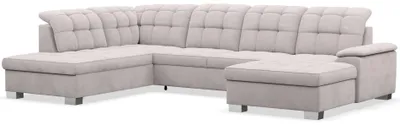Produktbild von Selsey Jamaal - Wohnlandschaft mit Schlaffunktion und Stauraum, rechtsseitig, Velours hydrophob, hellgrau