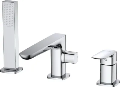 Produktbild von Avapax | Badewannenarmatur 3-loch - Chrom Glanz - Messing - Beweglicher Auslauf - Keramischer Kopf 35 Mm