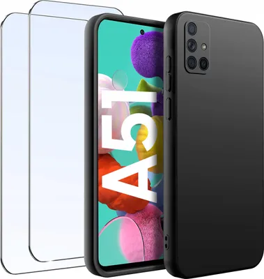 Zdjęcie produktu dla ZESTAW Etui do Samsung A51 Matowe Czarne Silikon + 2 SZTUKI SZKŁO