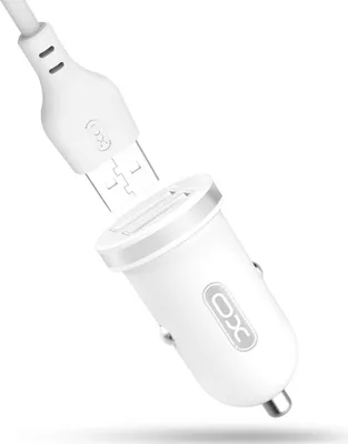 Zdjęcie produktu dla Ładowarka Samochodowa Xo Tz08 2X Usb 2,1A Biała + Kabel Lightning