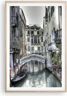 Produktbild von Gerahmtes Poster - Rahmen in heller Eiche - Venedig Brücke Wasser - 61x91,5 cm - Wand Bild - Wanddeko - Wandbilder - Wandposter - Bilderrahmen - Bilder - Kunstdruck - Wandbild - P2NPA61x91-3522