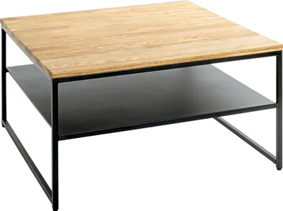 Produktbild von HAKU Couchtisch eiche, schwarz - Massivholz, Metall, B/H/T: 70x40x70 cm