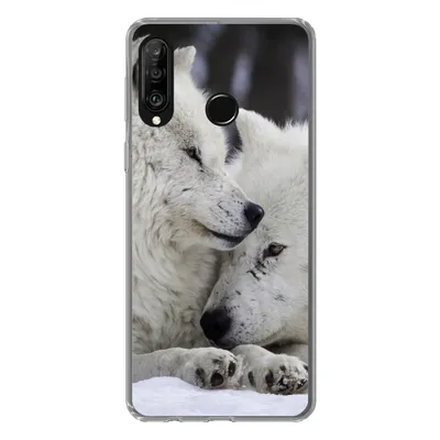 Produktbild von MuchoWow® Handyhülle Schutzhülle Hülle für Huawei P30 Lite Wölfe - Schnee - Familie Silikon Softcase Handy Hülle - Handyhülle