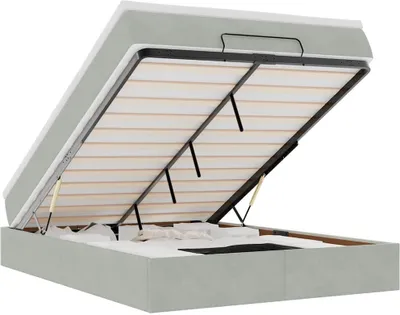 Image de vidaXL Lit ottoman avec matelas gris clair 140x190 cm velours