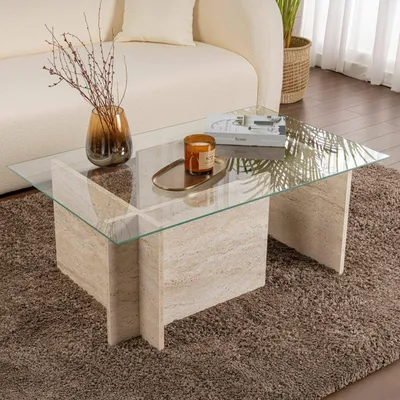 Produktbild von Azriel - Couchtisch, 105x65x40h cm Beige, mit Zeitschriftenablage