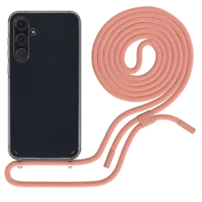 Produktbild von EAZY CASE Handykette für Samsung Galaxy A55, Clear Case aus Silikon, mit Umhängeband, abnehmbare Endstücke, Handyband in Rosa