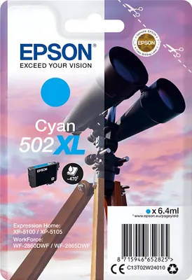 Zdjęcie produktu dla Kaseta barwiąca Epson cyan 502 XL T 02W2