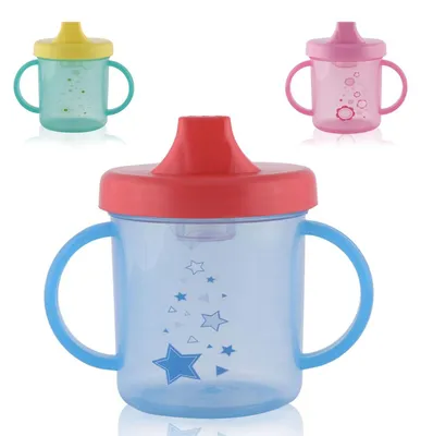 Zdjęcie produktu dla Baby Care kubek do picia 210 ml, uchwyty, twardy ustnik zielony