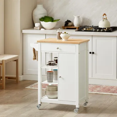 Image de Chariot de service pour cuisine, avec 1 porte et 1 tiroir - 68x40x86 cm