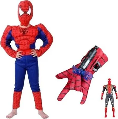Produktbild von Costüm-Set mit Moos, Sauglingshandschuh und Spiderman-Figur, 5–7 Jahre