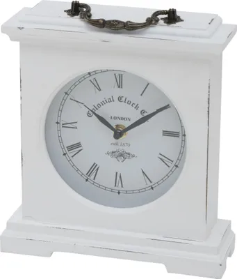 Produktbild von Tischuhr Betty Analog Weiß Vintage Look 24cm Aus Holz und Glas Batteriebetrieben