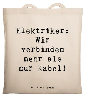 Produktbild von Mr. & Mrs. Panda Shopping Tasche Spruch Elektriker Verbindungen - Transparent - Geschenk, Tote Bag, Berufsprodukte, Lichtinstallationen, Berufsgestaltung, Tragetasche