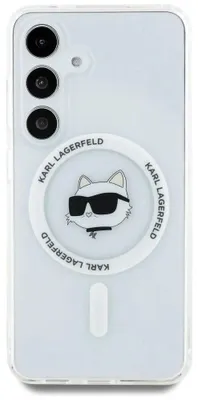 Produktbild von KARL LAGERFELD Tasche passend für SAMSUNG S25 Plus KLHMS25MHLSCHH (Magnetic IML Metal Choupette Head) weiß