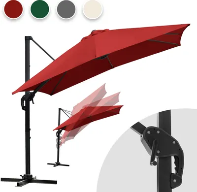 Image de Aopunly 300 cm Parasol de jardin avec manivelle, inclinable, UV50+ LED rouge