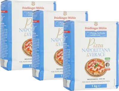 Produktbild von Frießinger Mühle Napoletana La Verace Pizzamehl Tipo 00 1 kg (3er Pack)