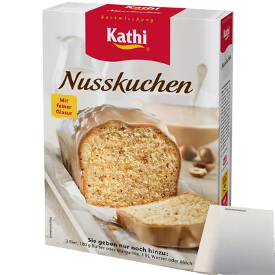 Produktbild von Kathi Backmischung für Nusskuchen mit Glasur (450g Packung) + usy Block