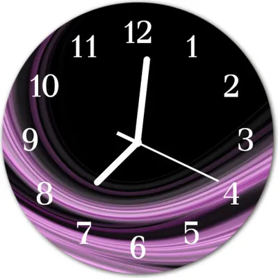 Produktbild von Glasuhr Wanduhr Küchenuhr Echt-Glas 30fi cm Abstrakte Linien violett