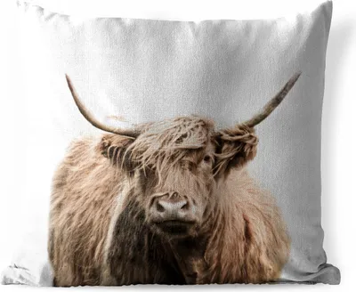Produktbild von MuchoWow® Outdoor Kissen - Porträt Schottisches Hochlandrind - Tiere - 60x60 cm - Wetterfest - Lounge Kissen - Dekoration - Schlaf Kissen