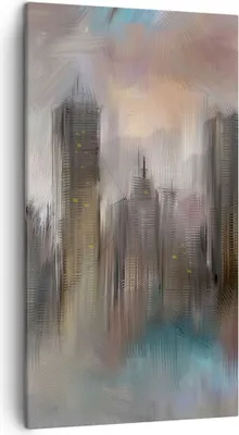Produktbild von Bild auf Leinwand - Leinwandbild - Stadt Abstraktion - 45x80cm - Wand Bild - Wanddeko - Wandbilder - Leinwanddruck - Bilder - Kunstdruck - Wanddekoration - Leinwand bilder - Wandkunst - PA45x80-3675