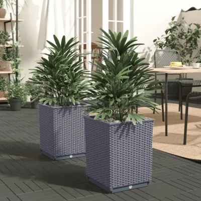Productafbeelding van Set van 2 Polypropyleen Bloempotten Donkergrijs 30 x 30 x 37 cm