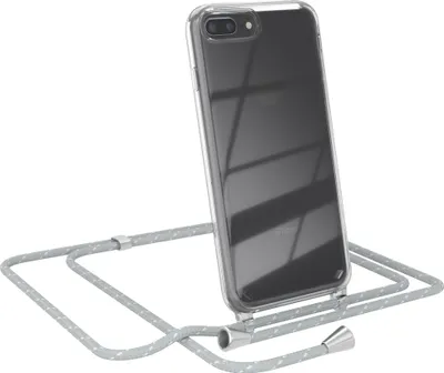 Produktbild von EAZY CASE Handykette kompatibel mit Apple iPhone 8 Plus / 7 Plus, Handyhülle mit Umhängeband, Handykordel, Schutzhülle Clear, Band in Grau