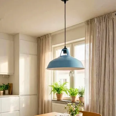 Produktbild von Opviq, Hochwertiger Kronleuchter, Metallkörper, Ø31 cm, Höhe: 100 cm, Kabel: 90 cm, E27 Fassung, max. 40 W, Pigeon Blue, IP20, Ideal für modernes Wohnen & Industrie-Design.