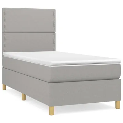 Produktbild von vidaXL Boxspringbett mit Matratze Hellgrau 90x200 cm Stoff