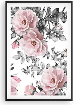 Produktbild von Gerahmtes Poster - Schwarzer Rahmen - Blumen Blätter Pflanze Rose - 61x91,5 cm - Wand Bild - Wanddeko - Wandbilder - Wandposter - Bilderrahmen - Bilder - Kunstdruck - Wandbild - P2BPA61x91-2952