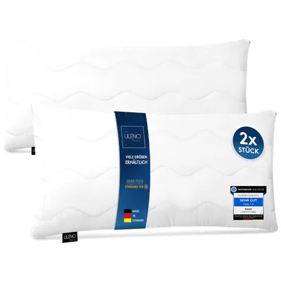 Produktbild von LILENO HOME Kopfkissen 40x80 cm [2er Set] MEDIUM mit 450g Kissen-Füllung - Bett oder Deko Kissen mit Reißverschluss zum Anpassen - Waschbar bis 95° - Sofa-Kissen & Zierkissen für Couch / Bett